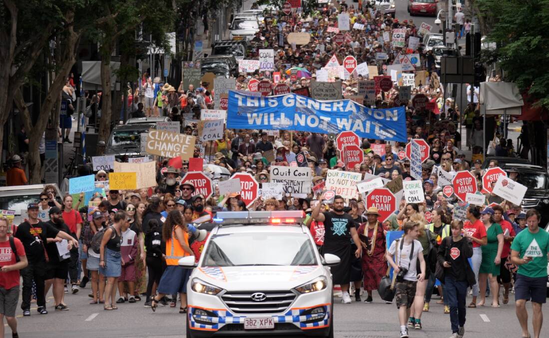 Thousands walked the streets of Brisbane to protest Adani. Photo: Supplied