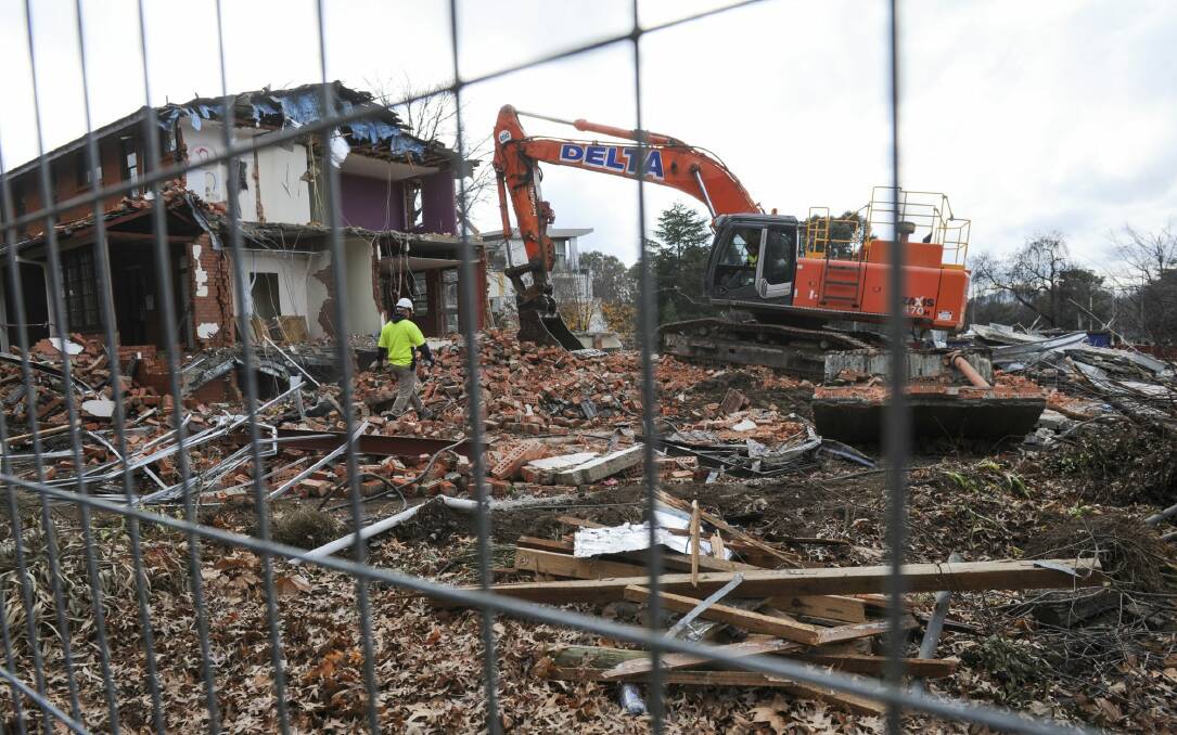 The Catholic Archdiocese of Canberra and Goulburn plans to finish demolition work on the Manuka buildings this month. Photo: Graham Tidy