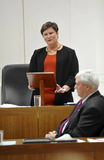 New Liberal MLA Nicole Lawder delivers her maiden speech in the ACT Legislative Assembly. Photo: Graham Tidy