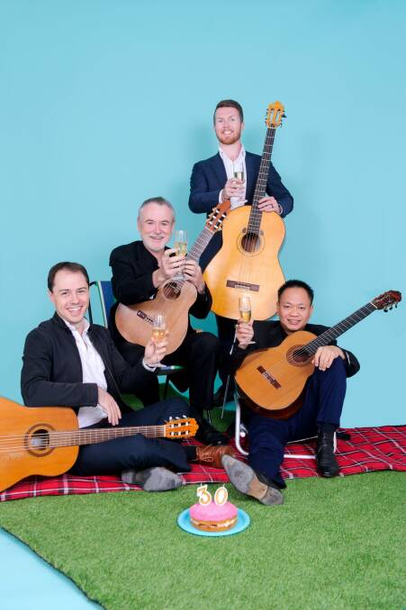 Guitar Trek: Bradley Kunda (left), Tim Kain,  Matt Withers and Minh Le Hoang. Photo: Sarah Walker Photography