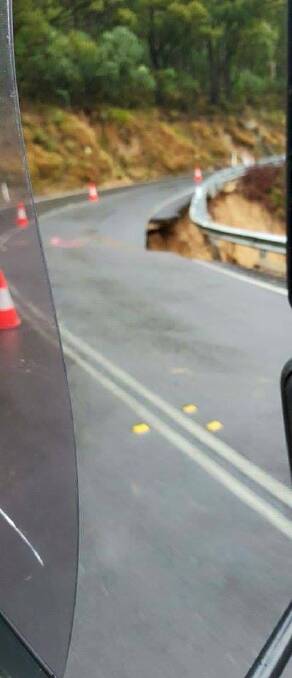 A landslide has closed one lane on Brown Mountain. Photo: Facebook