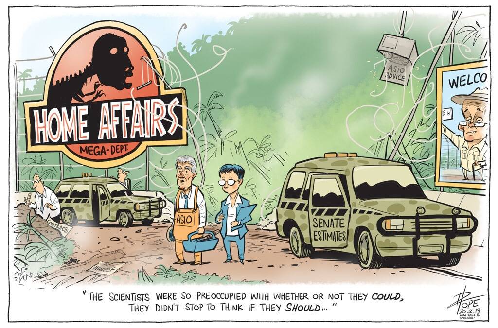 The Canberra Times' editorial cartoon for Wednesday, February 20, 2019. Photo: David Pope