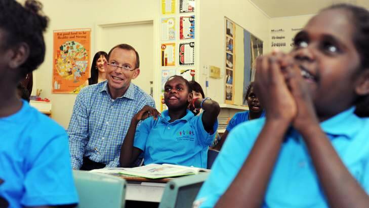 Tony Abbott visits Far North Queensland Aboriginal community Aurukun last year. Photo: Brian Cassey