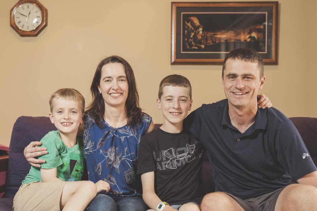 Vicki and Ken Mansell, with their children Ben 7, and Josh 11. Vicki and Ken live in Chapman and have been married 20 years. Photo: Jamila Toderas