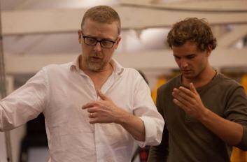 Getting it right: Director Damien Ryan, left, with Michael Sheasby in rehearsal. Photo: Prue Vercoe