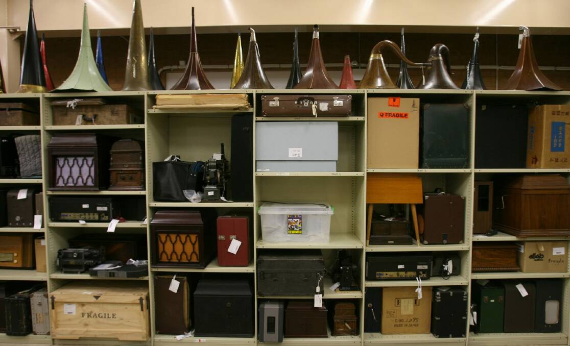 National Film and Sound Archive artifacs in storage at the Mitchell vaults. 
 Photo: Andrew Taylor