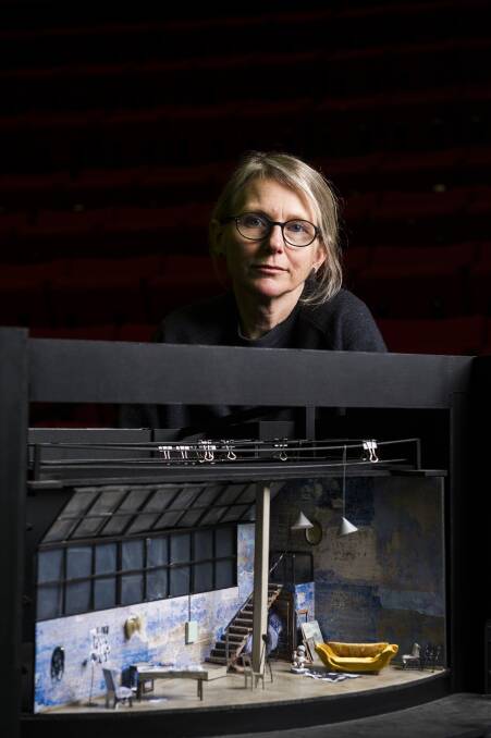 Set designer Imogen Keen with a diorama of the stage. Photo: Dion Georgopoulos