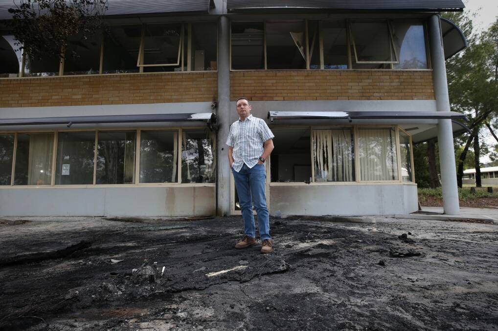 Australian Christian Lobby managing director Lyle Shelton outside the damaged headquarters in December. Photo: Andrew Meares