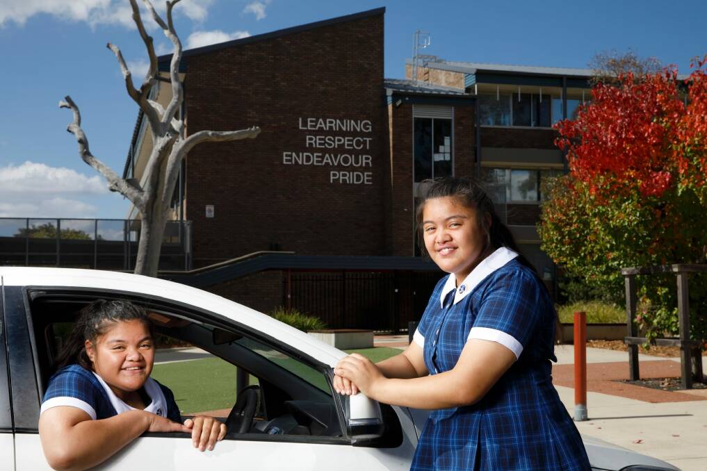 Year 10 Mt Stromlo High School twins Evie and May Laloulu will be starting Road Ready next week. Photo: Sitthixay Ditthavong