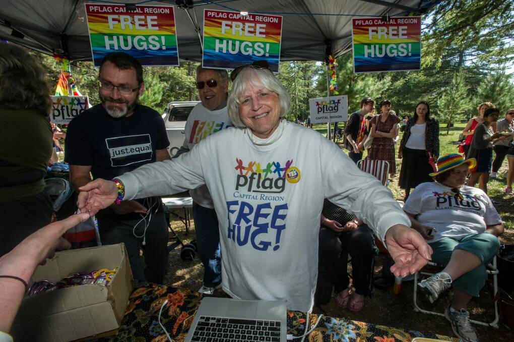 Free hugs were on offer at the Haig Park event. Photo: Karleen Minney