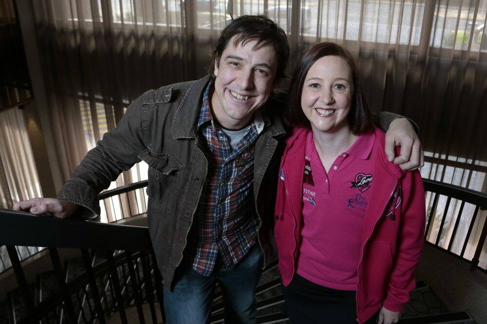 Samuel Johnson with his sister Connie Johnson at QT Hotel in Canberra on Friday. Photo: Jeffrey Chan