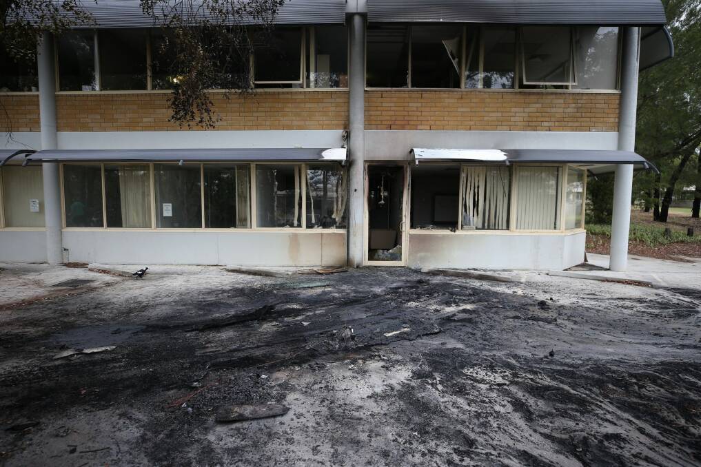 The car park at the Australian Christian Lobby in Canberra on Tuesday 22 December 2016 after a van with gas bottles exploded overnight.  Photo: Andrew Meares