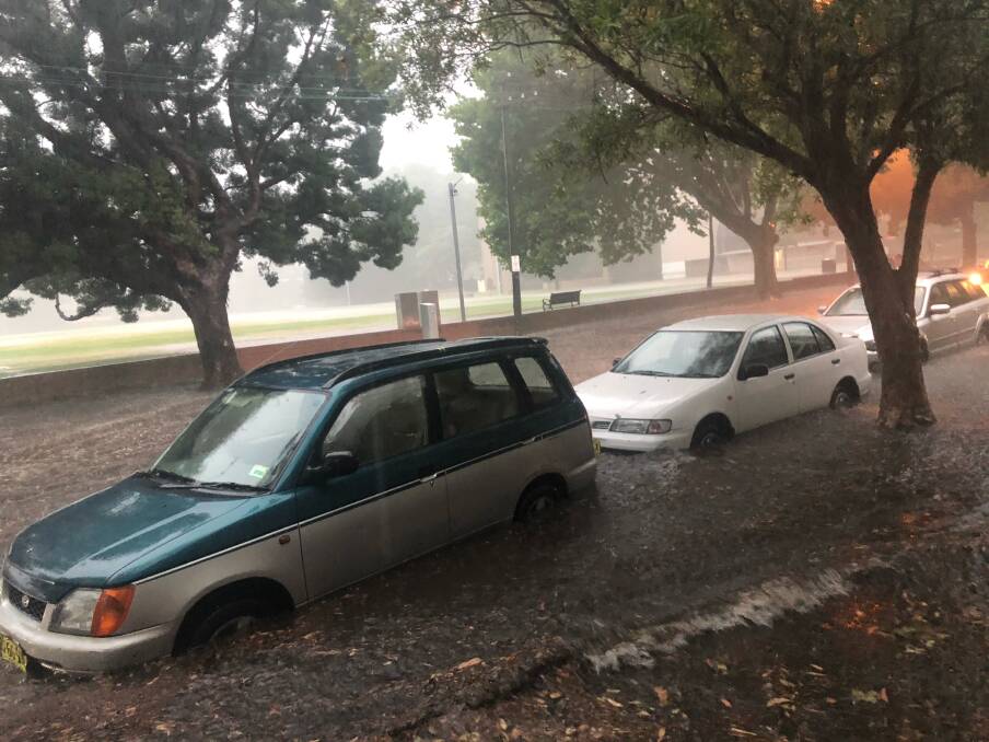 The rain caused flash flooding in Glebe on Wednesday morning. Photo: Nathanael Cooper