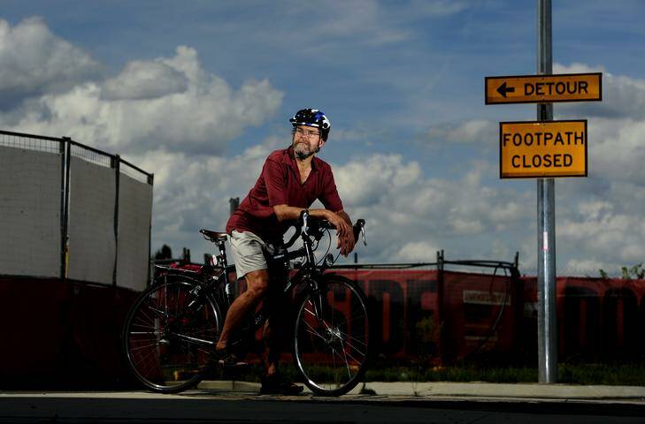 Vice president of Pedal Power, Jeff Ibbotson, says the needs of cyclists need to be considered in the development of Kingston Foreshore. Photo: Stuart Walmsley