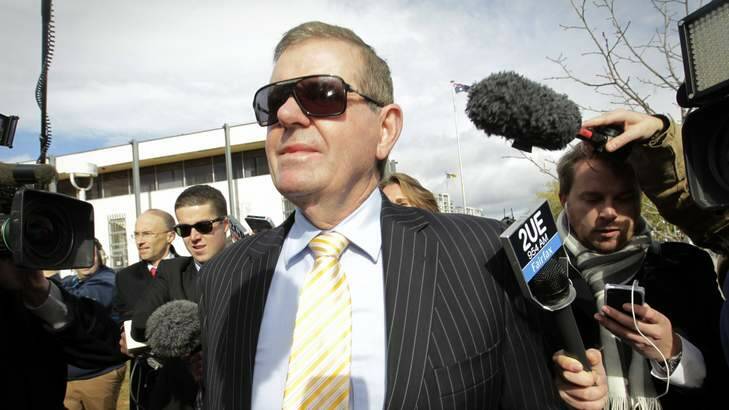 Peter Slipper arrives at the ACT Magistrates Court in Canberra. Photo: Andrew Meares