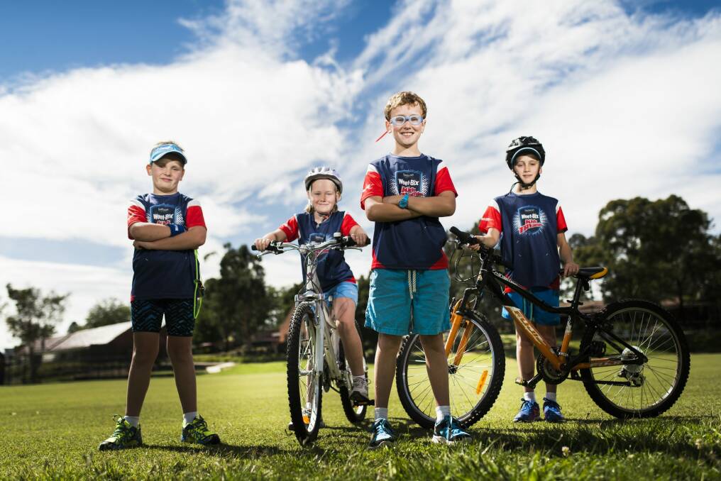 The Hehir family from Redhill, (L-R) twins, James and Sophie (8) and Harry and Oliver (10). Photo: Rohan Thomson