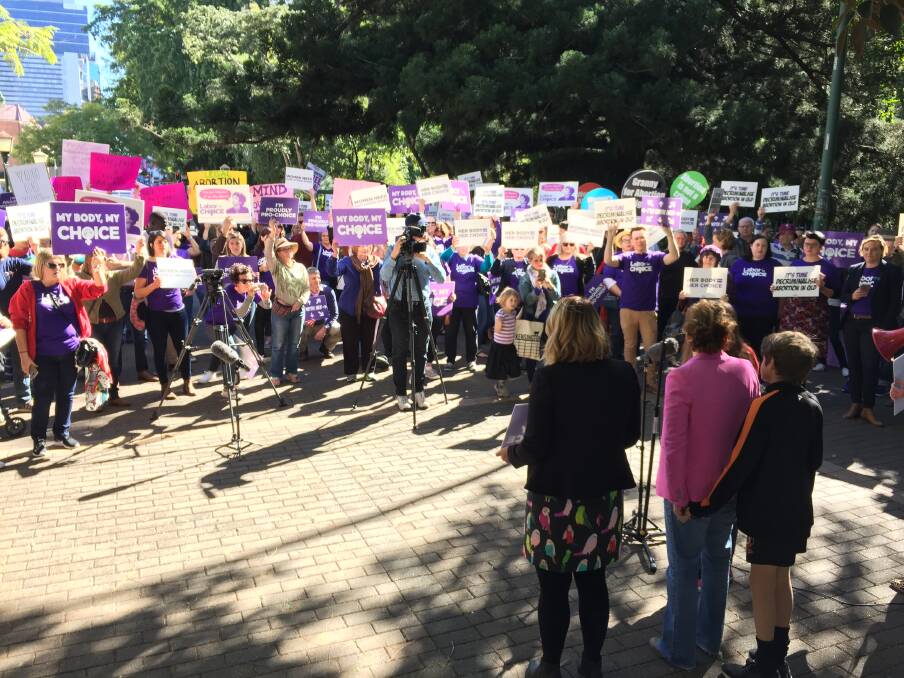 Pro-choice supporters made their voices heard in the heart of Brisbane.  Photo: Toby Crockford - Fairfax Media