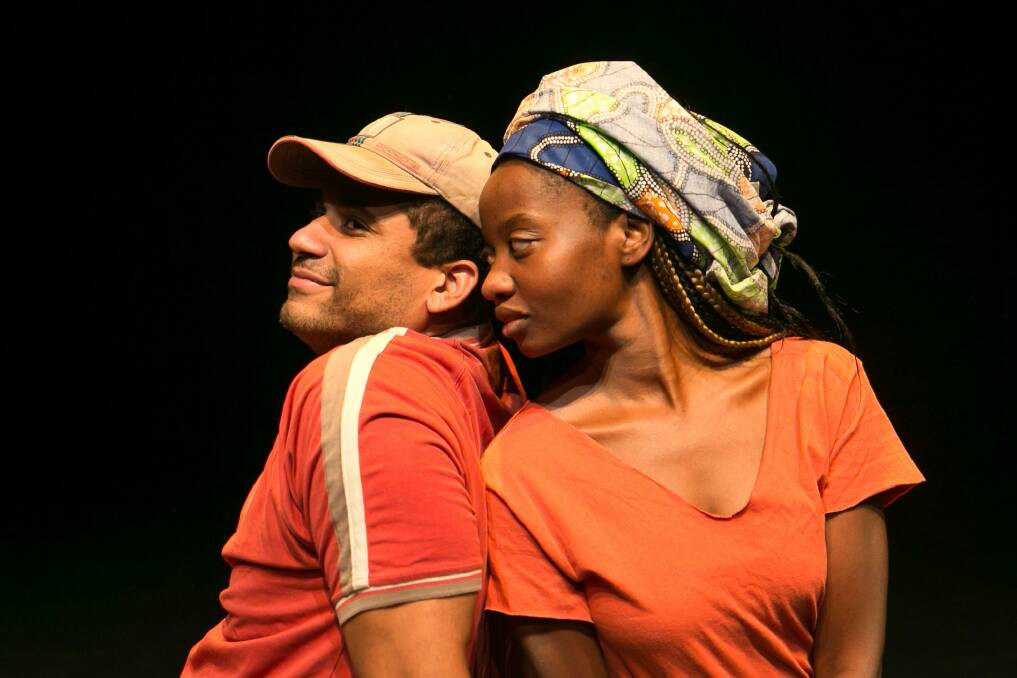 Unsure of the right path: Dorian Nkono, left, as Coetano and Tariro Mavondo as Maria in The Faithful Servant. Photo: Shelly Higgs