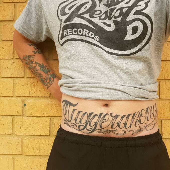 Luke Stevenson's Tuggeranong tattoo. Photo: Supplied
