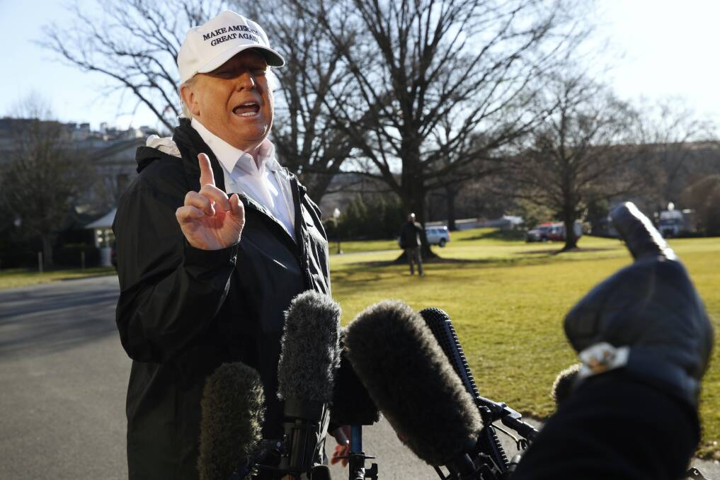 President Donald Trump  speaks to the media on the South Lawn of the White House on January 10, 2019. Photo: AP Photo/Jacquelyn Martin