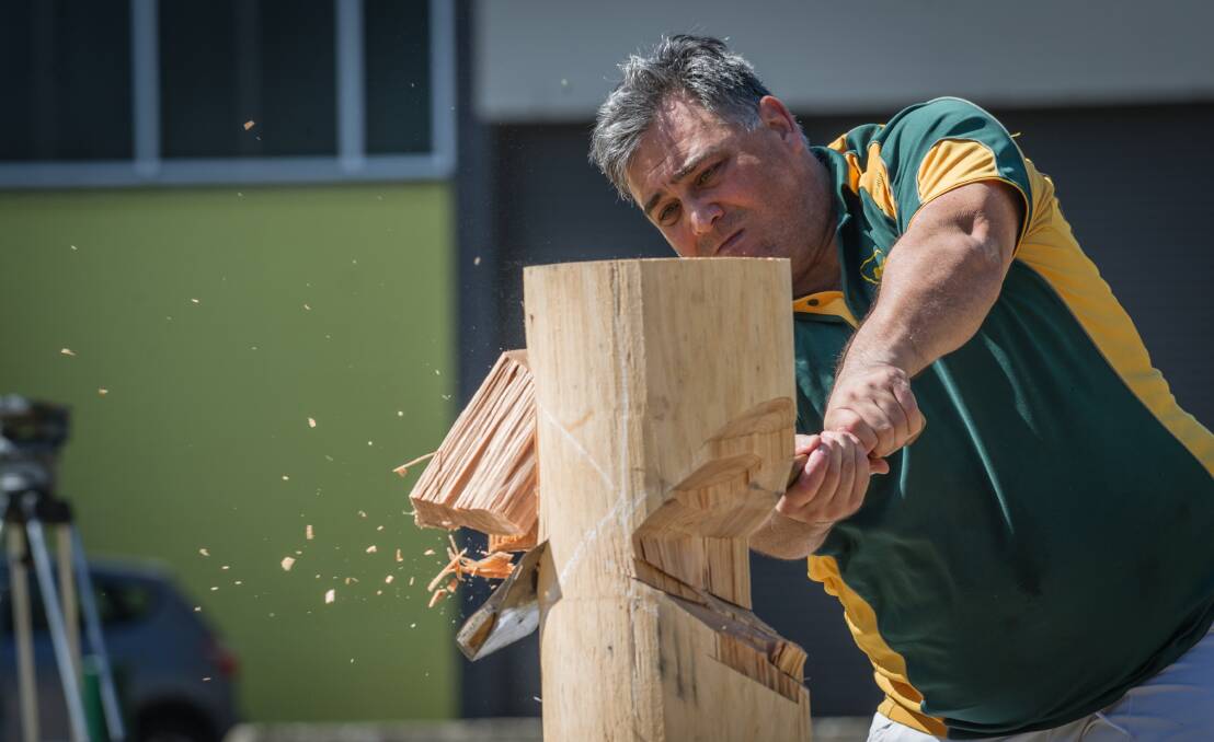 Due to overwhelming community feedback, wood chopping will return to the Royal Canberra Show in 2019. Pictured is local wood chopper Andrew Halliday. Photo: Karleen Minney