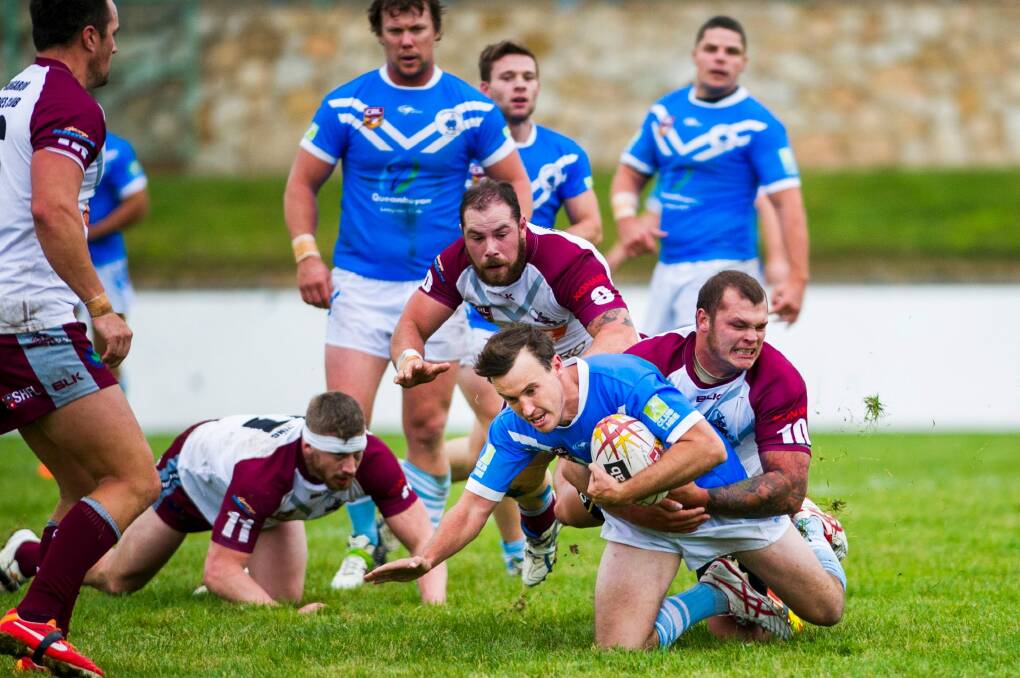 Canberra Region halfback Marc Herbert kicked what turned out to be the match-winning field goal in Saturday's 21-20 win against Newcastle. Photo: Rohan Thomson