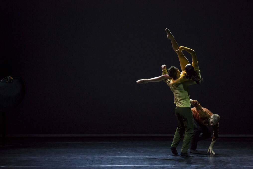 Sydney Dance Company's Frame of Mind, directed by Rafael Bonachela and featuring, clockwise, dancers David Mack, Chloe Leong, and Cass Mortimer Eipper. Photo: Jamila Toderas