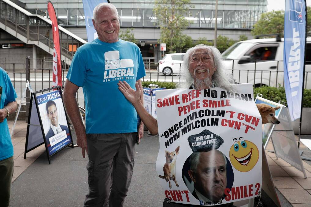 Incoming senator Jim Molan campaigning during the Bennelong by-election.  Photo: Alex Ellinghausen
