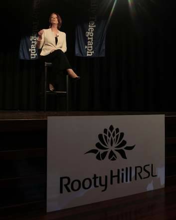 Prime Minister Julia Gillard at the Rooty Hill RSL during the 2010 election campaign. Ms Gillard will spend five days in western Sydney in a mini-campaign. Photo: Glen McCurtayne