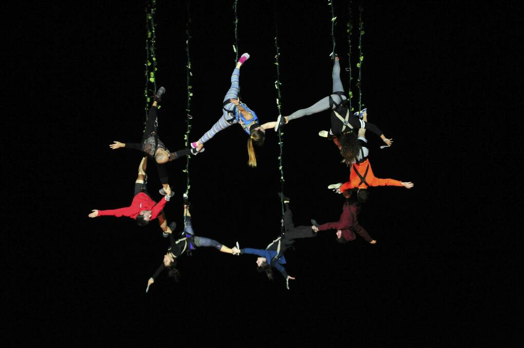 A preview of Enlighten's Spanish aerial performance, <i>Voala Station</i>. Photo: Melissa Adams