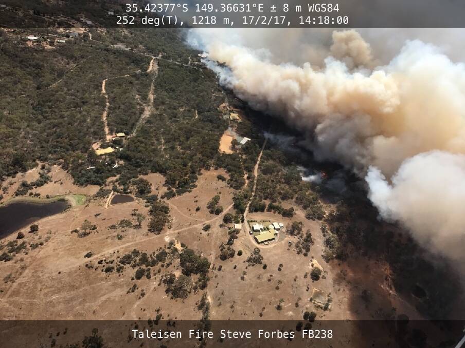 Image of the fire from a NSWRFS aircraft. Photo: Twitter / NSW Rural Fire Service