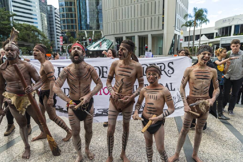 Adani's coal mine plans have led to protests, including this one in Brisbane. Photo: Glenn Hunt