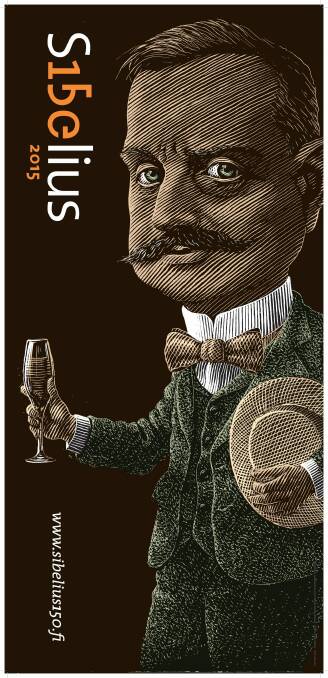 Sibelius, a famously natty dresser, in an official 150th birthday poster. Photo: act\ian.warden