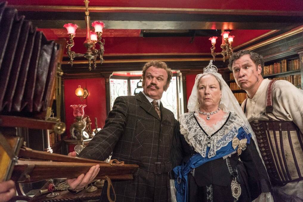 Watson (John C. Reilly), Queen Victoria (Pam Ferris) and Sherlock Holmes (Will Ferrell). Photo: John Wilson