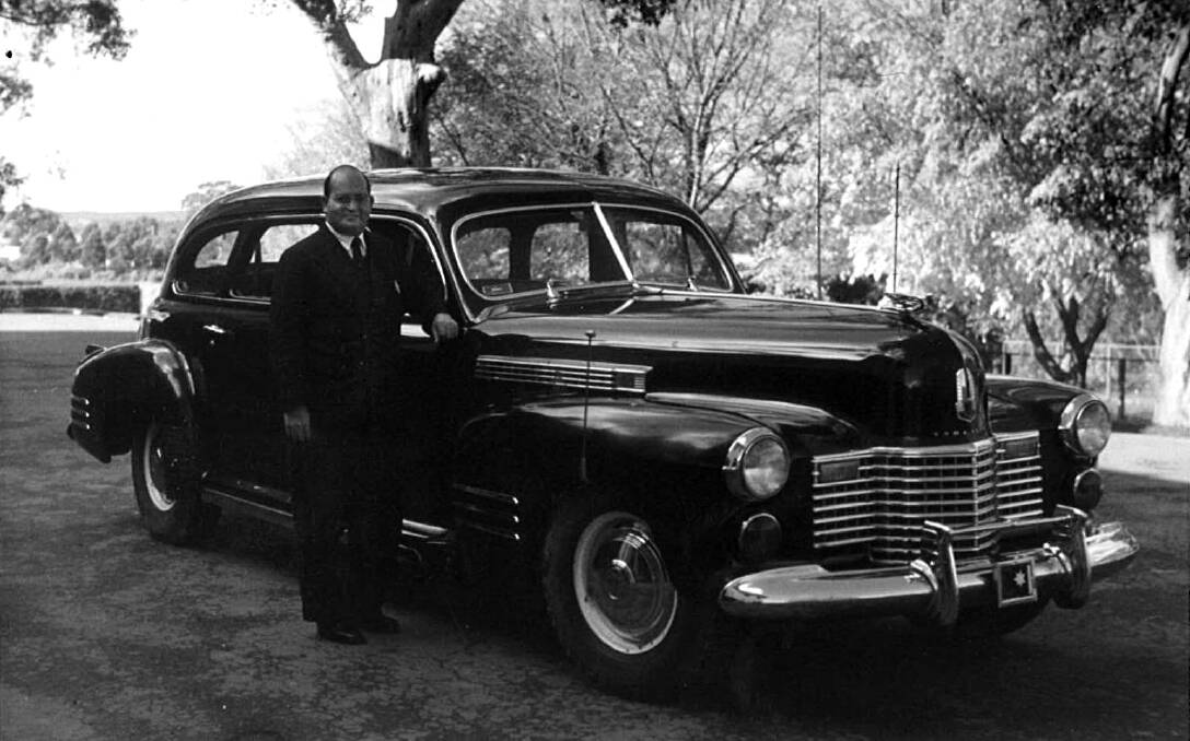 Best of times: Alf Stafford, Sir Robert Menzies' driver, with Commonwealth 1 - a 1941 Cadillac.