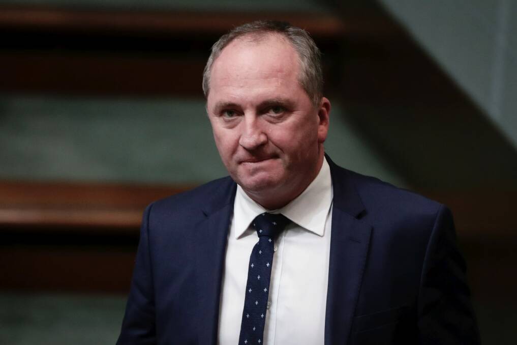 Former Deputy Prime Minister  Barnaby Joyce during Question Time at Parliament House in Canberra last month. Photo: Alex Ellinghausen