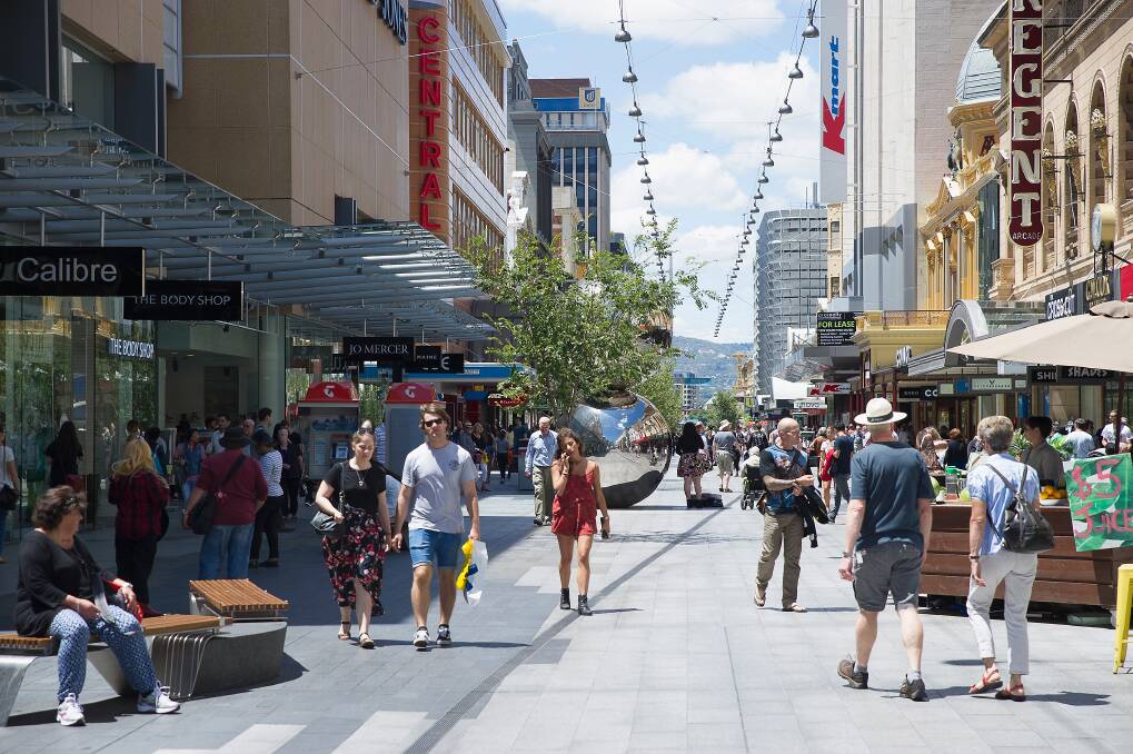 Adelaide's Rundle Mall. South Australia has overtaken Queensland. Photo: David Mariuz.