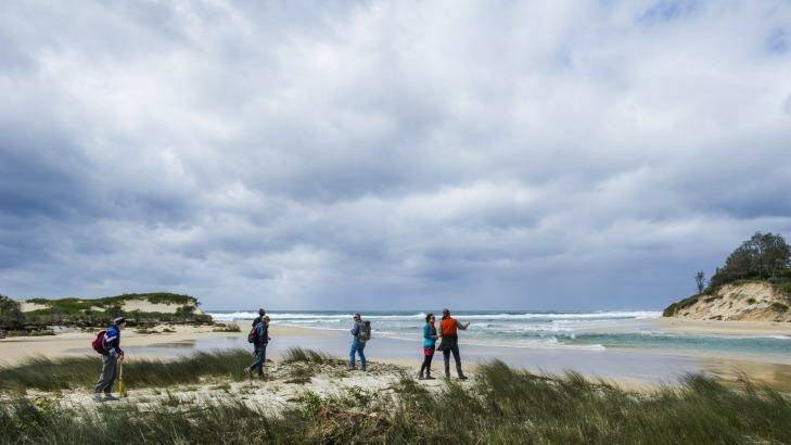 South Coast conservationists at the reopening of a channel into Meroo Lake, south of Ulladulla. Photo: Rohan Thomson