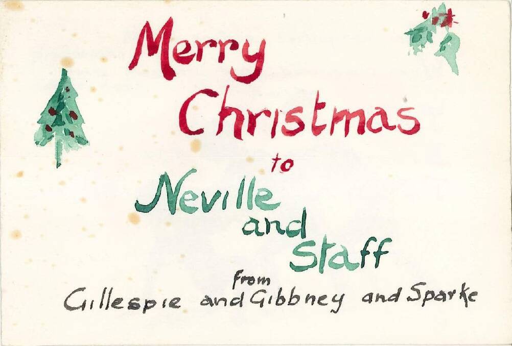 Three Canberra historians' handmade Christmas card. Photo: ArchivesACT