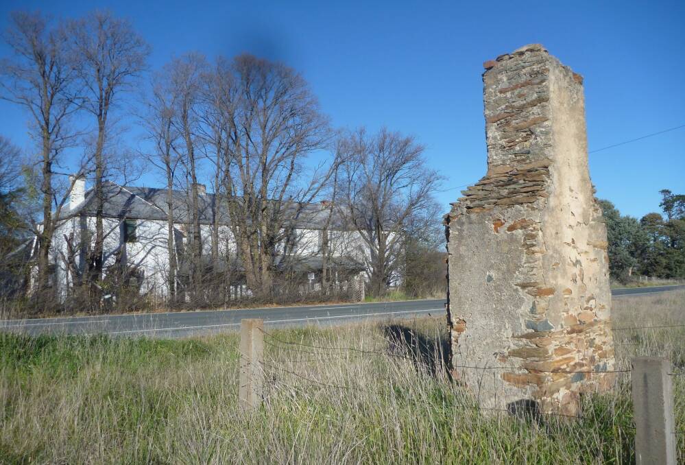 The chimney is all that remains of Levy's Store on the Monaro Highway at Michelago which the Clarke Gang raided on June 1, 1866. Photo: Peter C. Smith