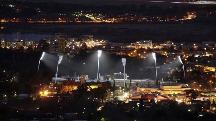 Artists impression of the new lights at Manuka Oval.