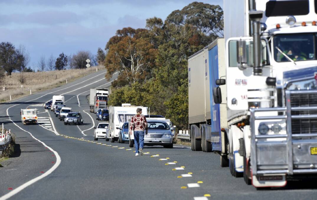 Trucks on the Barton Highway . Photo: Graham Tidy