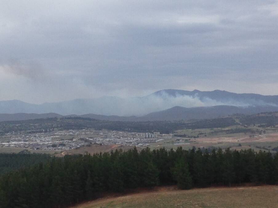 Smoke from the fire at Pierces Creek, the photograph taken from the National Arboretum. Photo: Gary Hooker