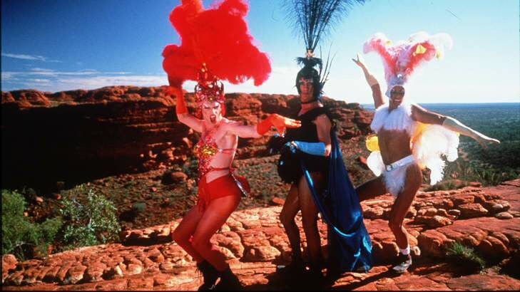 From <I>The Adventures of Priscilla, Queen of the Desert</I>, which stars Hugo Weaving and Guy Pearce.