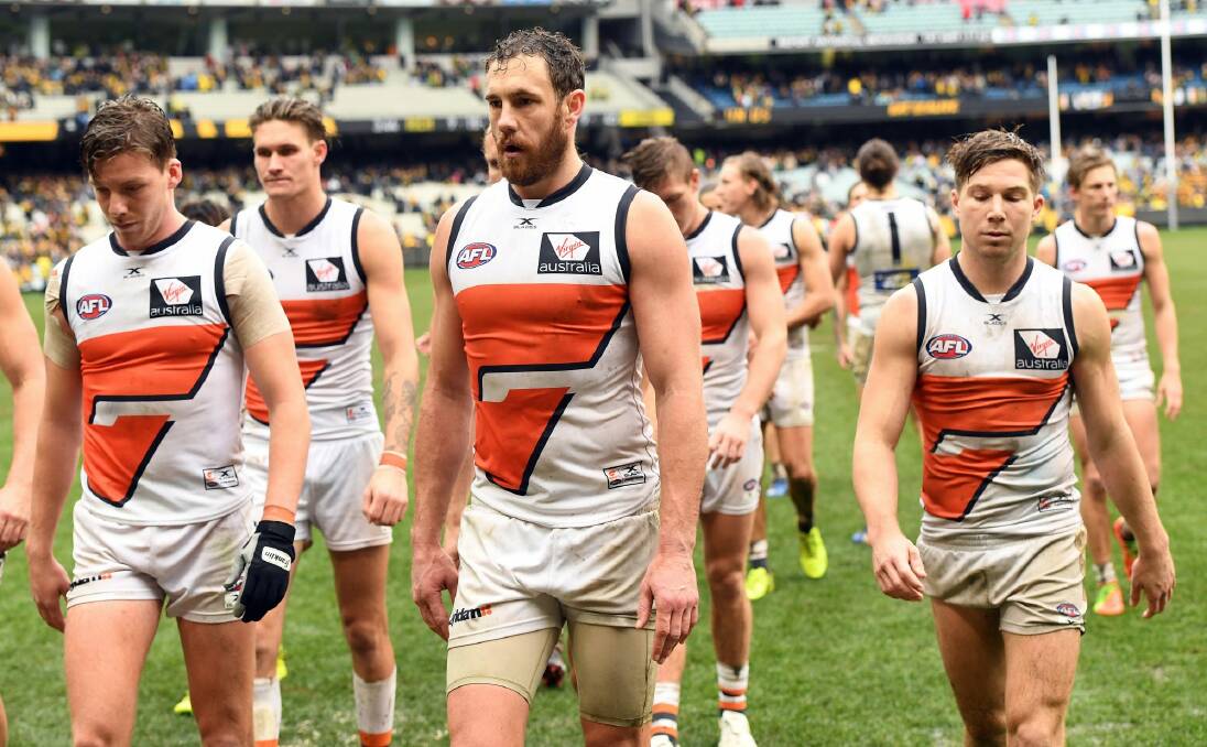Unlucky: The loss of Shane Mumford due to injury is a massive blow to GWS. Photo: AAP