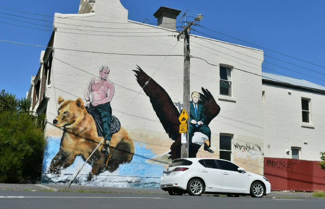 The US president inspired this street art in Melbourne. Photo: Vince Caligiuri