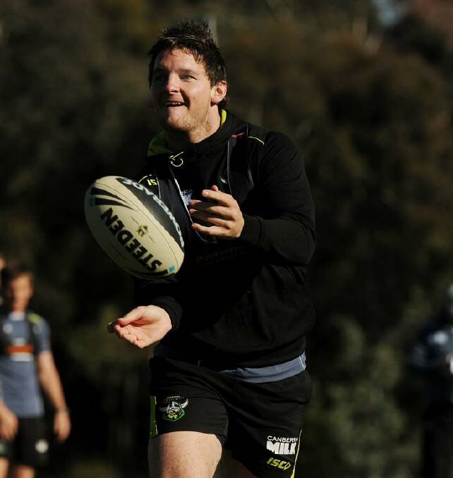 10th May 2012, Sport, Lee Gaskin. Canberra Times Photo by Colleen Petch. Canberra Raiders training at Raiders HQ this morning. Jarrod Crocker at training Photo: colleen petch