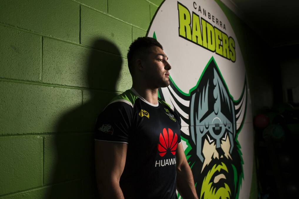 Canberra Raiders winger Nic Cotric is in the Blues frame. Photo: Jamila Toderas Photo: Jamila Toderas