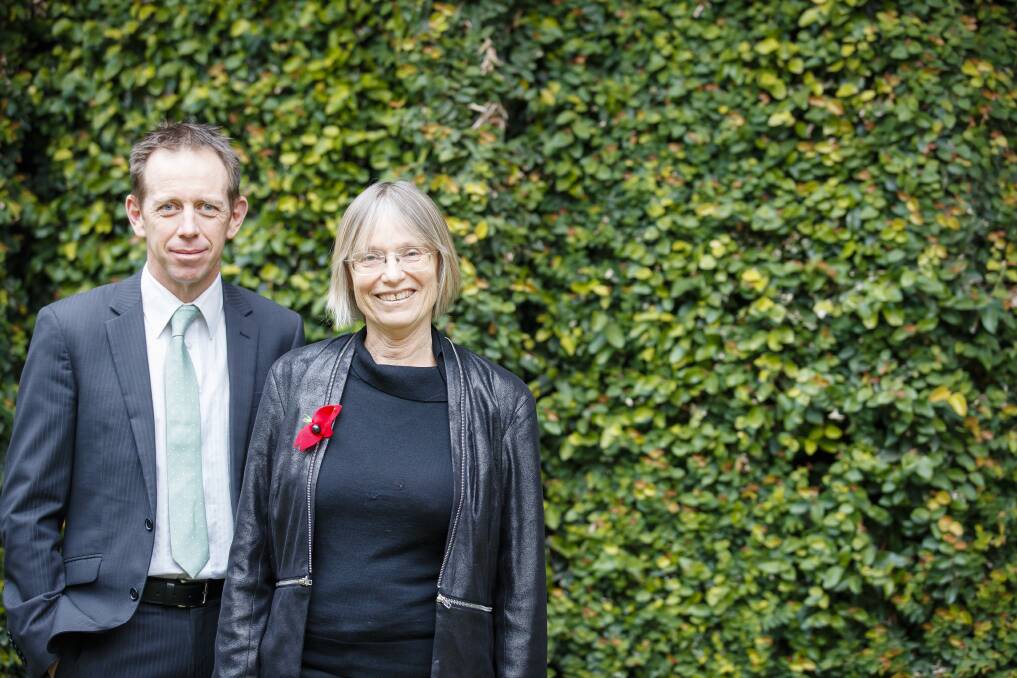 Shane Rattenbury and Caroline Le  Couteur from the ACT Greens, who said affordable housing was the government's next big challenge.   Photo: Sitthixay Ditthavong.