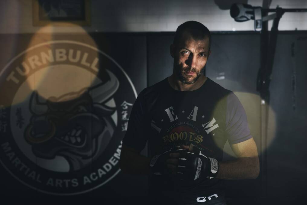 Byron Sanders, 40, will compete in his first mixed martial arts fight on the undercard of the Brace 2015 Australian MMA Championship grand final at the AIS Arena on Saturday night. Photo: Rohan Thomson